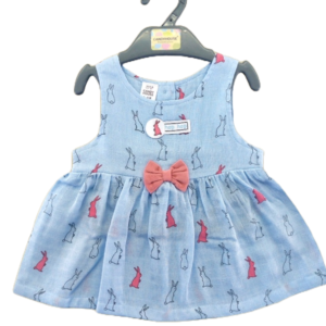aby girls sleeveless frock rebbit printed