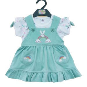 Baby girl rabbit outfit casual wear green (2pcs)