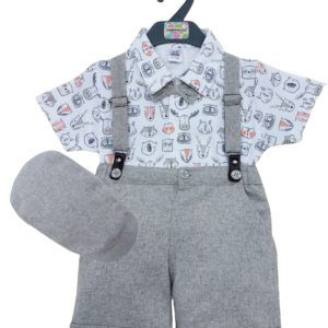 Baby boys /gentleman style outfit /t-shirt and short with suspender and cap(4pcs)