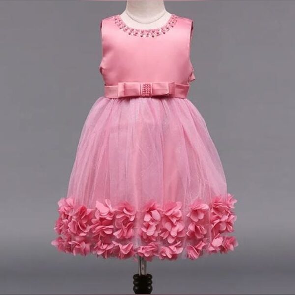 Girls Fuchsia Sleeveless Solid Party Dress