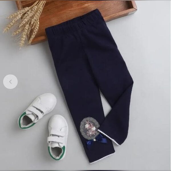 Girls Navy Embellished Leggings