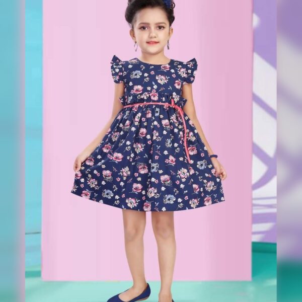 Girls blue floral frock