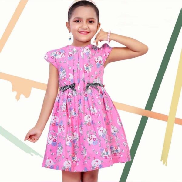 Girls pink floral casual frock