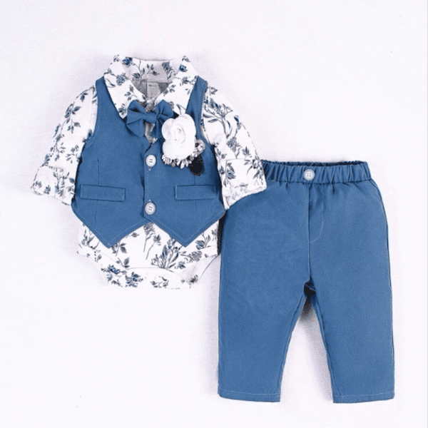 Baby Boys' Handsome Gentleman Suit Vest, Long Sleeve Shirt And Pants Set