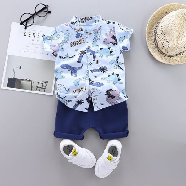Light blue animal printed shirt and shorts set