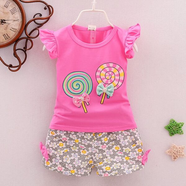 Light  Pink  lollipop  Stlish girls Top and shorts