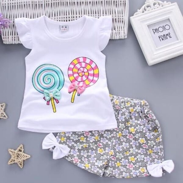 white  lollipop  Stlish girls Top and shorts