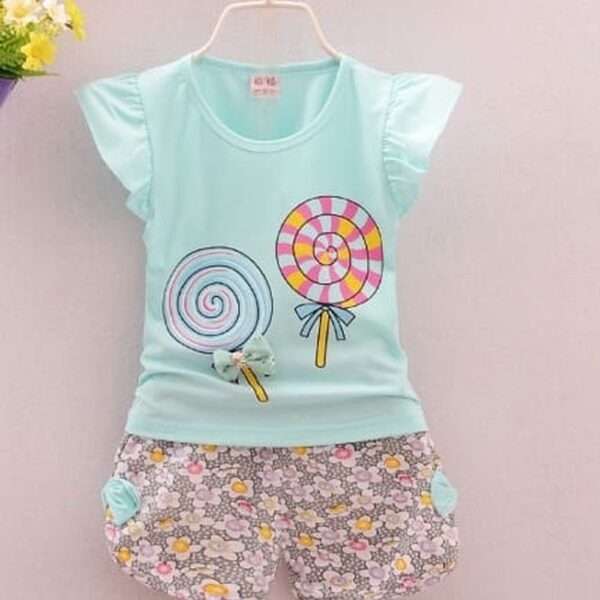 light blue  lollipop  Stlish girls Top and shorts