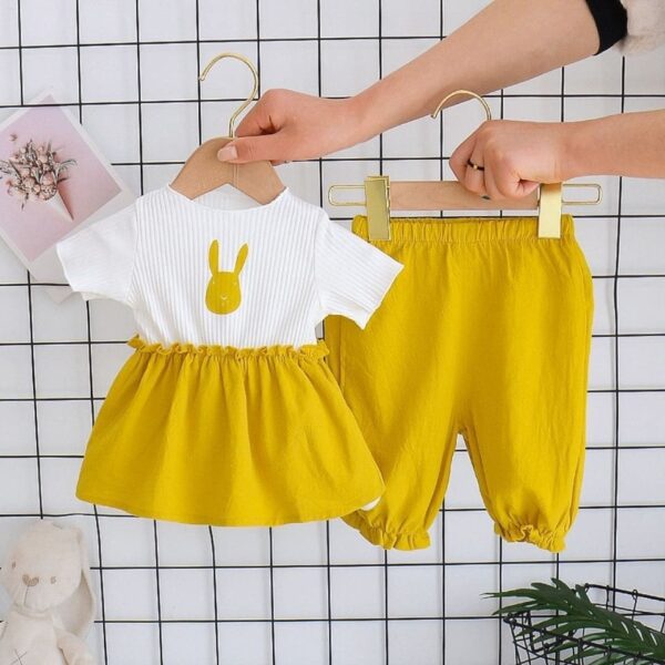 Yellow pants and topwith skirt type cute dress