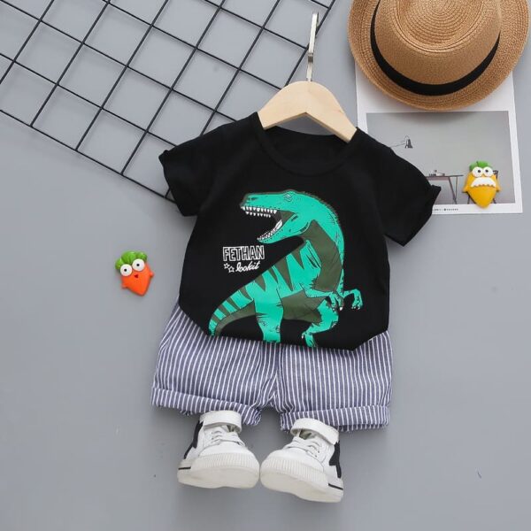 Dinorsor printed black tshirt with shorts