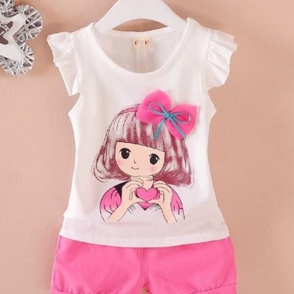 Bow hanging white  top and shorts set