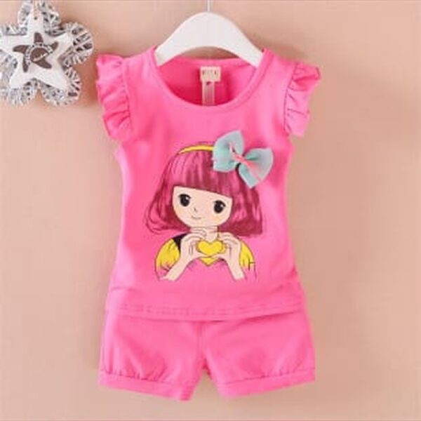 Bow hanging Dark Pink top and shorts set