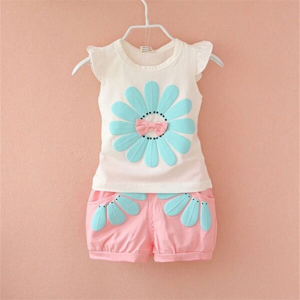 Flower printed top and baby pink shorts set