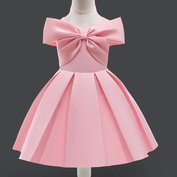 Girls Pink Solid Party Dress