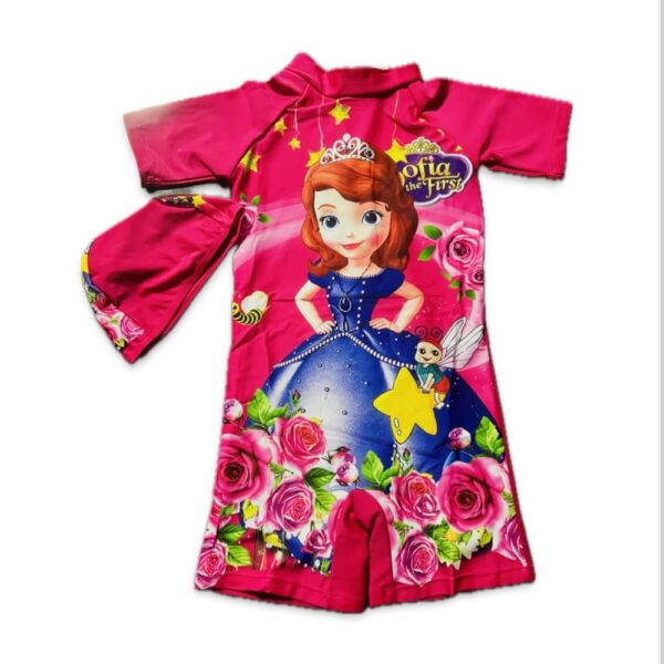 Red Princess printed swimwear with cap