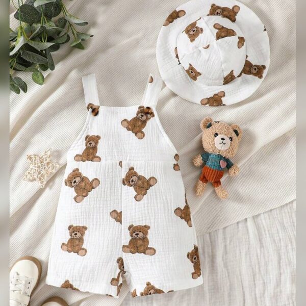 Baby Boy Bear Printed Overalls