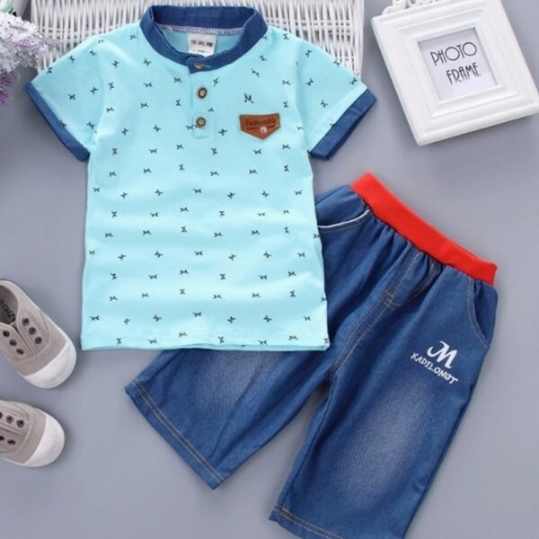Baby boy/ casual wear blue t-shirt with short /2 pcs