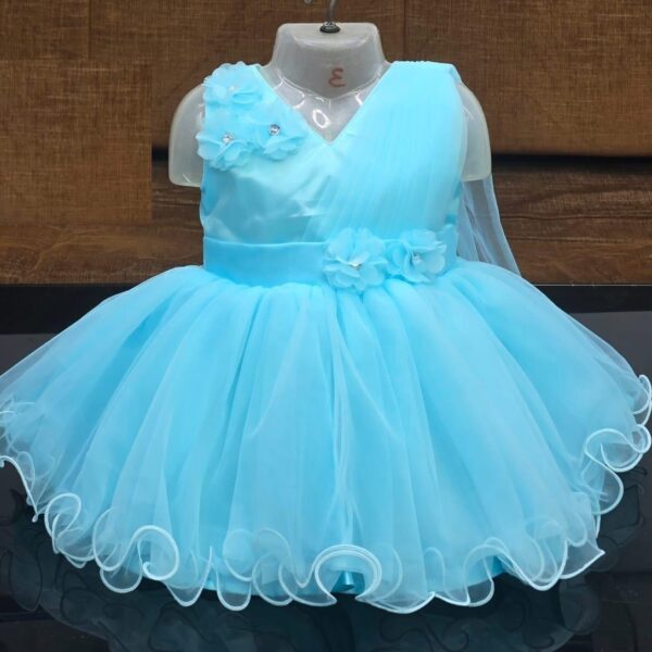 Baby girls party frock new fashion (blue)