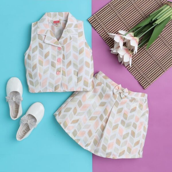 girls fashion casual sleeveless top and skirt /2pcs