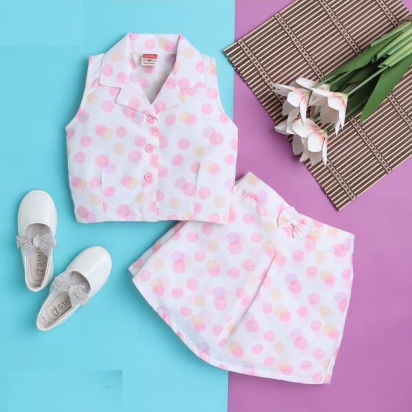 girls fashion casual sleeveless top and skirt (pink colour)/2pcs