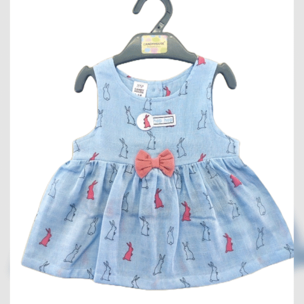 Baby girls sleeveless frock rebbit printed