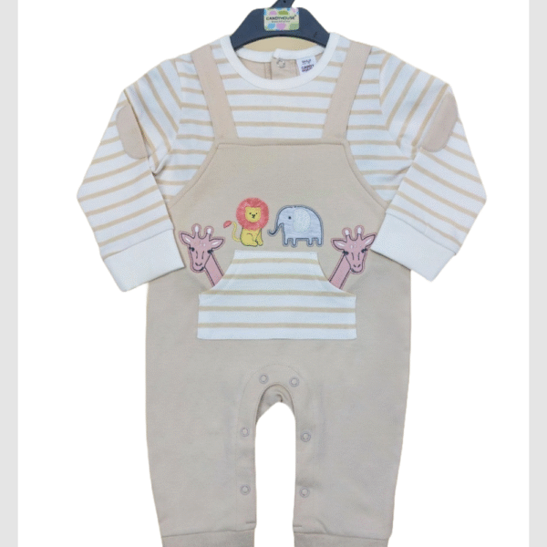 Baby boy & girl stylish and comfortable outfit overall or romper type (2pcs) Baige