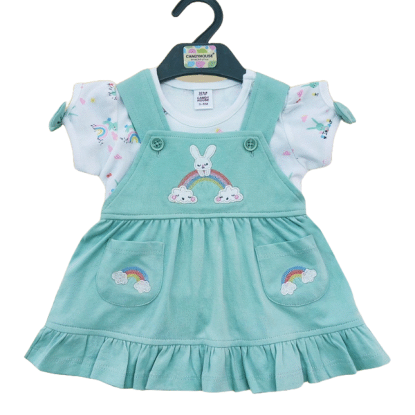 Baby girl butterfly outfit casual wear green (2pcs)
