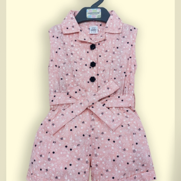 Baby girls sleeveless romper pink