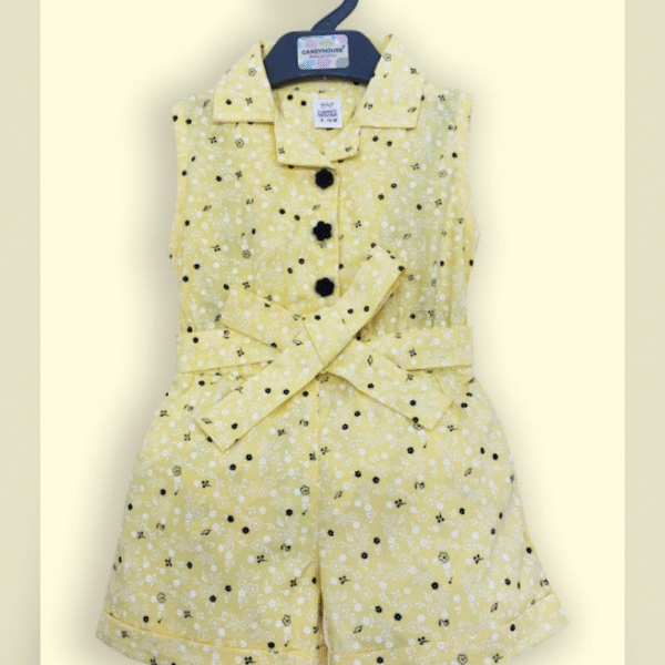 Baby girls sleeveless romper kit yellow
