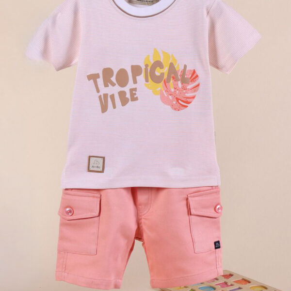Baby boys / "Tropical vibe baby set casual wear (Peach)/2pcs