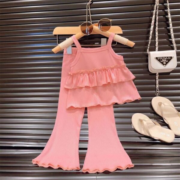 Baby girls"Tiered harmony casual outfit PINK (2pcs)