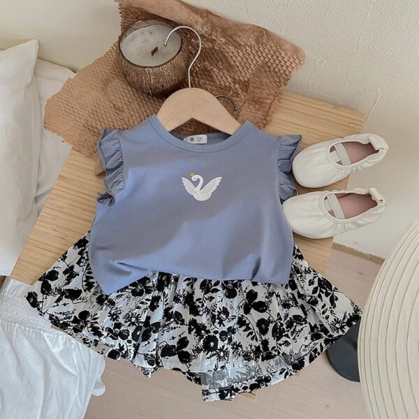 Baby girls blue petal delight comfort casual wear (2pcs)