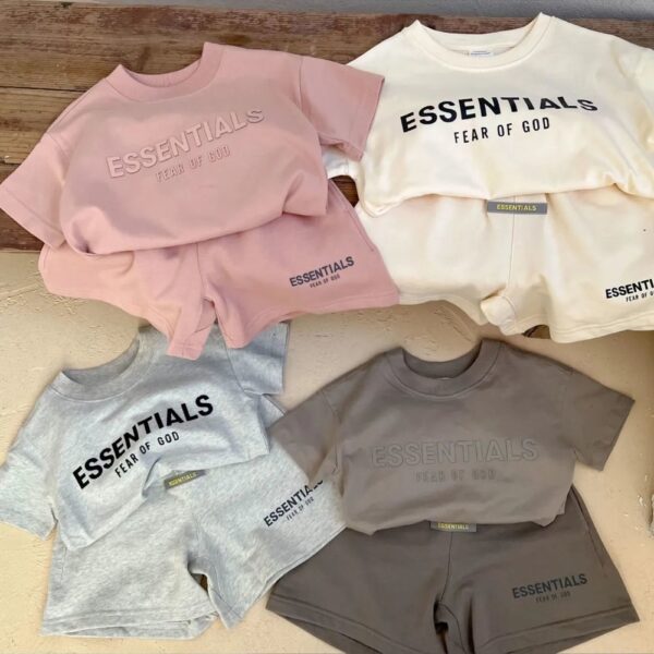 Baby girls and boys Essentials fear of god printed t-shirt with short pink  (pcs)