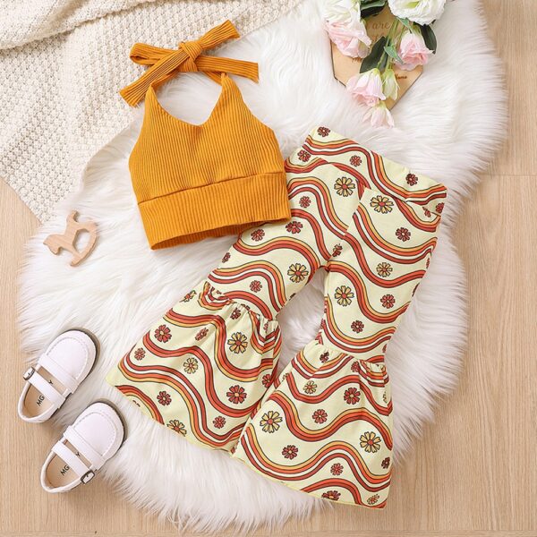 floral swirl mustard and golden wawe pattern comfort dress (2pcs)