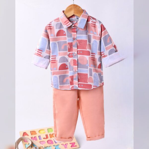 Little Folk mosaic style & eclectic pattern suit 2pcs (Pink)