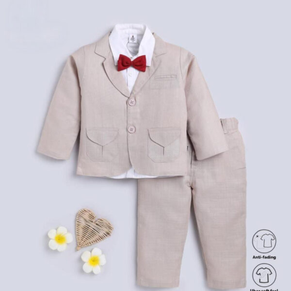 Kids blush formal attire outfit shirt and pant blazer with bow/ party wear/ formal wear 4pcs