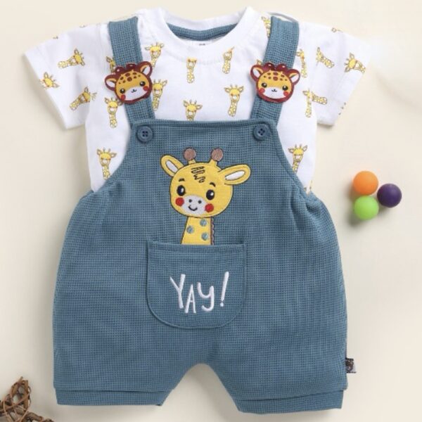 Giraffe gleam dungarees (green) 2pcs