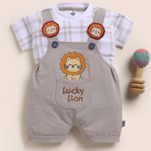 Lucky Lion Romper Set Lion Blossom Bonanza (Grey)2pcs