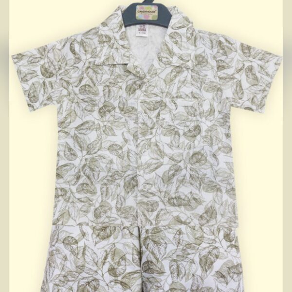 Summer leaves  printed comfortable shirt and short (green)