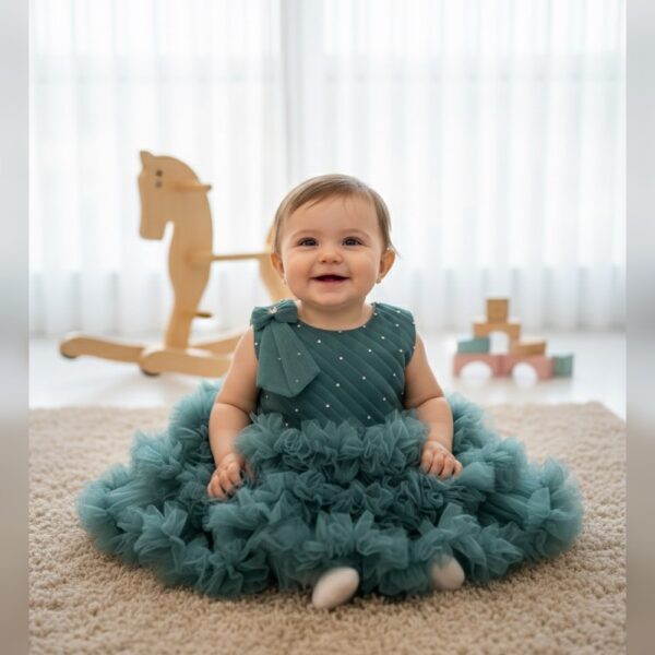 Twirl-Time taupe frock (Green)