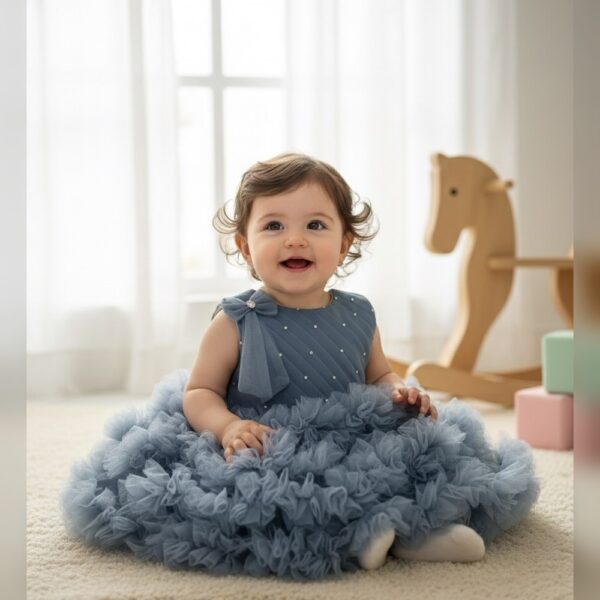 Twirl-Time taupe frock (Blue)