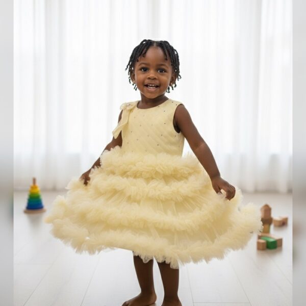 Twirl-Time taupe frock (Yellow)