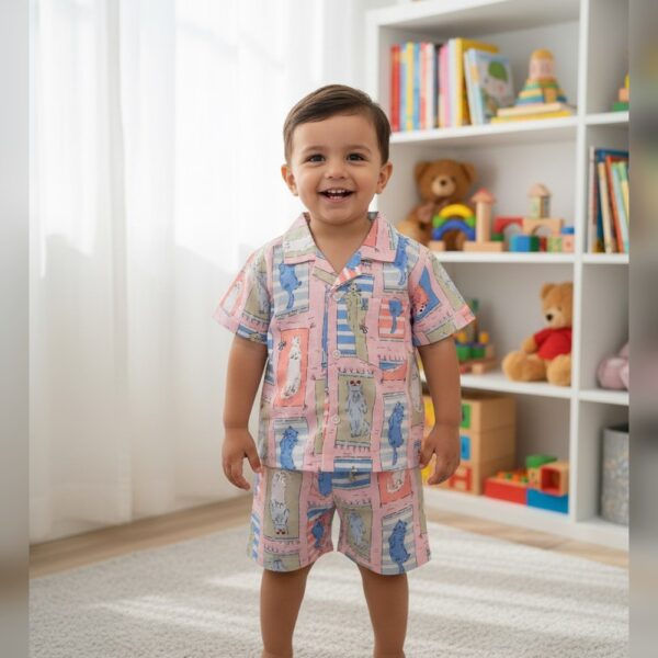 kitty cat combo set shirt short (pink)
