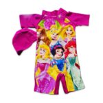 Pink Princess printed swimwear with cap with sleeve