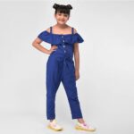 Buttoned Indigo Pantsuit