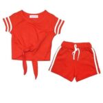 Red Half Sleeves T-Shirt With Short Set