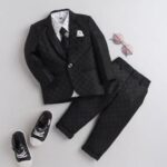 Boys Black All-Over Print Top And Pant Set