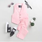 Boys Pink Solid Sleeveless Formal Set