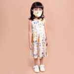 Girls Gray Sleeveless All-Over Print Casual Dress