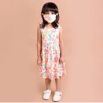 Girls Pink Sleeveless All-Over Print Casual Dress